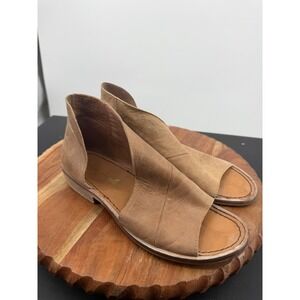Free People Mont Blanc Sandal Womens 37 7 Tan Leather Peep Toe Cutout Ankle Boot